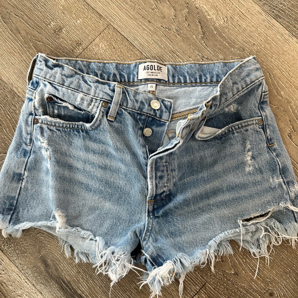 AGOLDE Distressed Denim Shorts